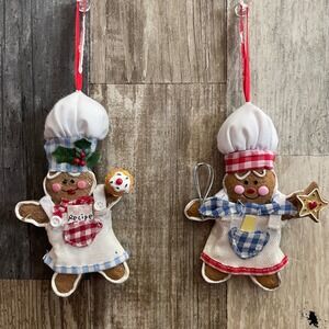 VTG Chef Gingerbread Ornaments Set of 2 Kitchen Decor Christmas‎ Holiday